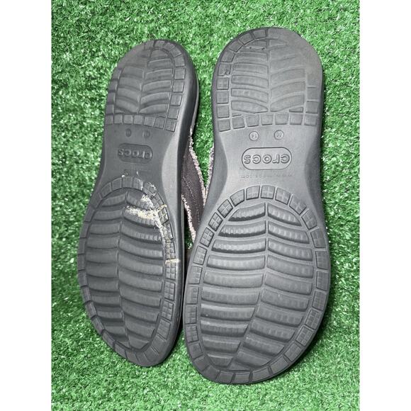 Crocs Sandals Santa Cruz Canvas Flip Flops Dual Comfort Gray/Black Mens Size 14 - Picture 8 of 9